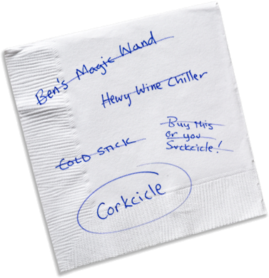 idée du nom corkcicle l'idée du nom corkcicle sur une serviette papier